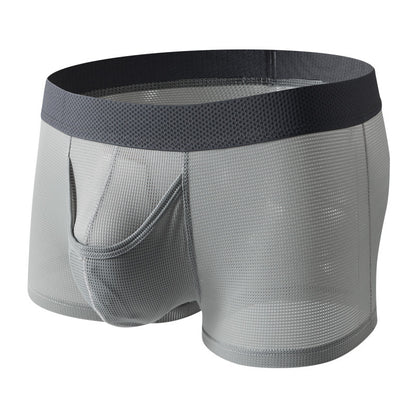 Men's Ice Silk Boxer Mesh Breathable Underwear Gray - D&A
