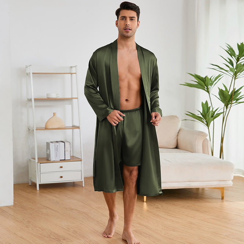 Men's Robes Shorts Suit Solid Color Homewear - D&A