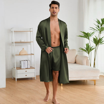 Men's Robes Shorts Suit Solid Color Homewear - D&A