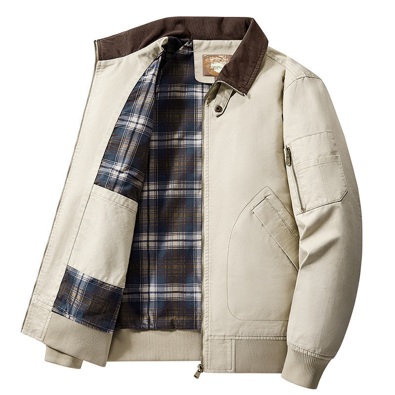 Jacket Baseball Uniform Plus Size New Washed Cotton Flight Jacket - D&A