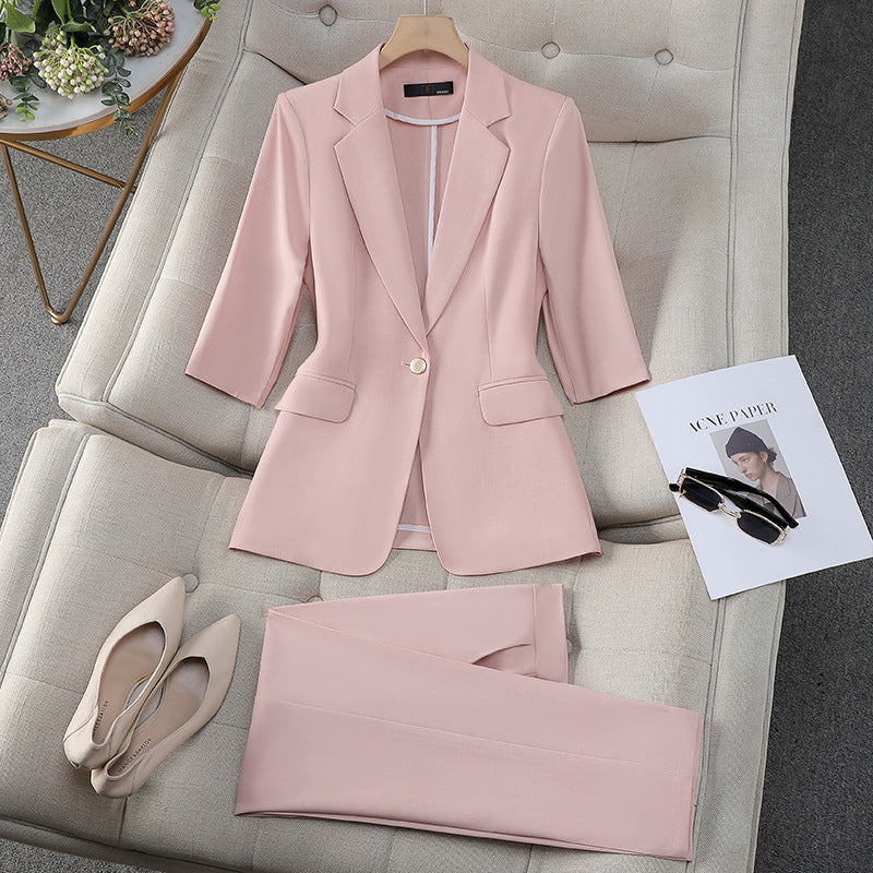 Three-quarter Sleeve Waist Trimming Casual Stylish Thin Suit - D&A