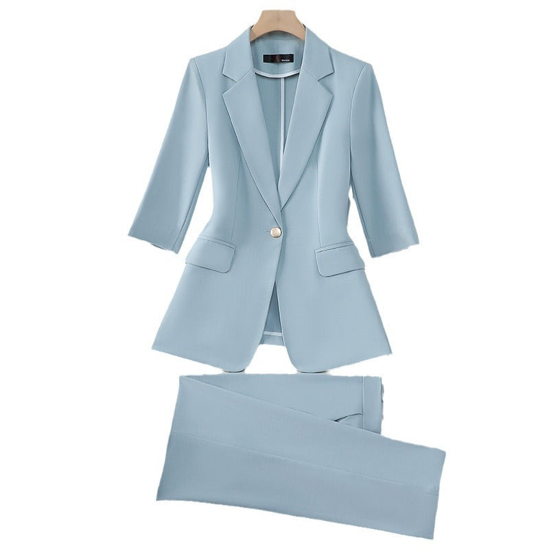 Three-quarter Sleeve Waist Trimming Casual Stylish Thin Suit - D&A