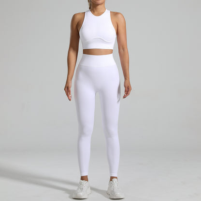 High-strength Running Tight Seamless Yoga Clothes Suit White - D&A