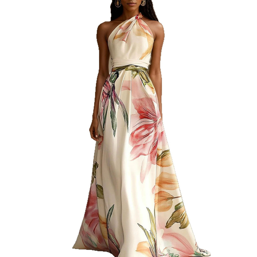 Printed Elegant Catwalk Party Holiday Long Dress - D&A