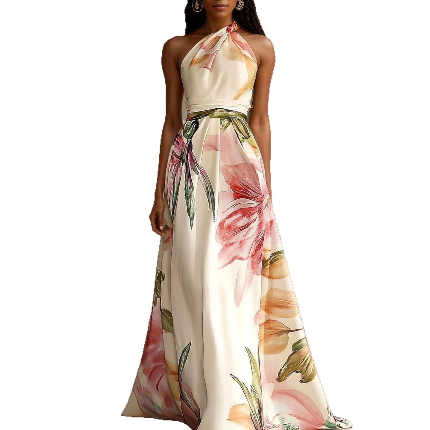 Printed Elegant Catwalk Party Holiday Long Dress - D&A