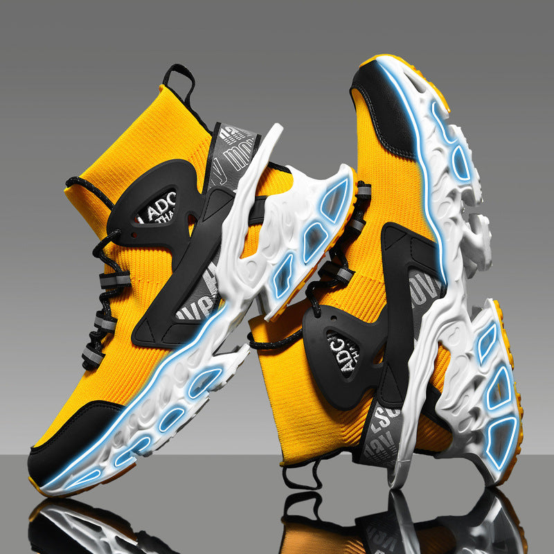 Men's High-top Shock-absorbing Running Mesh Sneaker - D&A