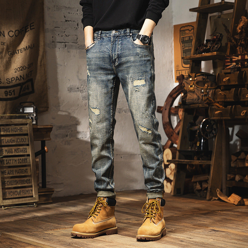 Retro Heavy Washed Jeans For Men - D&A