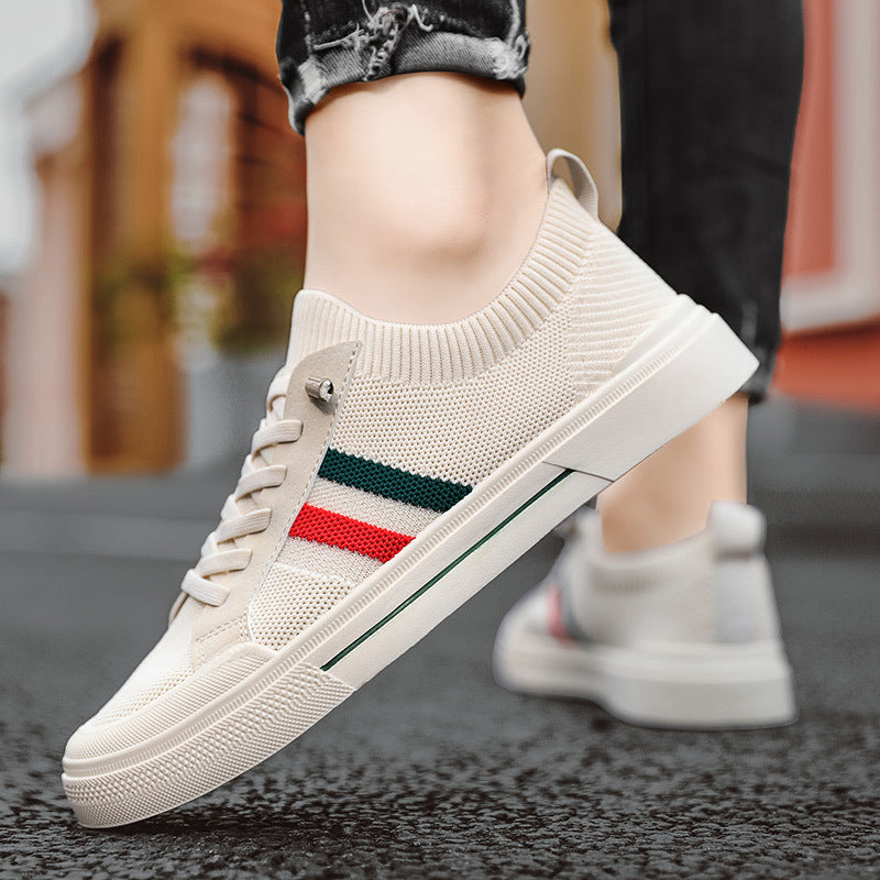 Breathable Thin Knitted Mesh Men's Casual Sneakers Beige - D&A