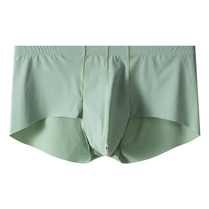 Men's Mid-rise Boxers Ice Silk Solid Color Underwear Light Green - D&A