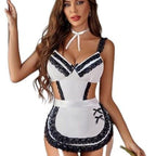 Sexy Women's Hollow Backless Maid Cloth Uniform Suit - D&A