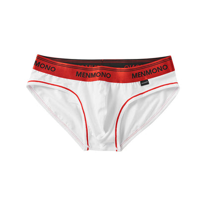 Men's Underwear Low Waist Cotton Tight Sexy Comfortable Breathable White And Red - D&A