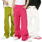 Men's Solid Color Basic Loose Casual Straight-leg Denim Trousers - D&A