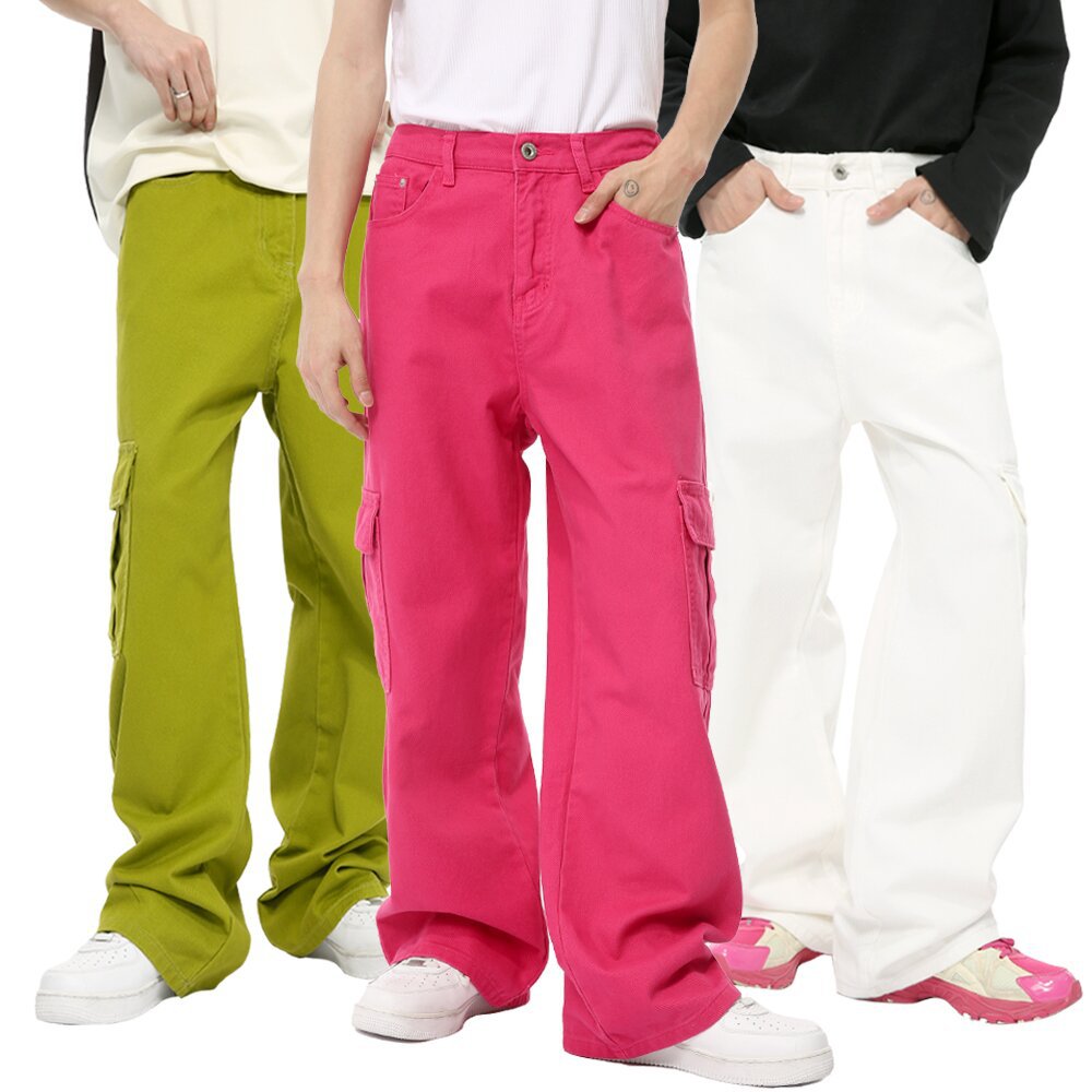 Men's Solid Color Basic Loose Casual Straight-leg Denim Trousers - D&A