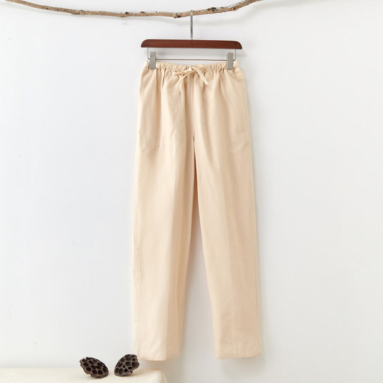 Men's Solid Color Pure Cotton Coarse Fabric Casual Pants - D&A