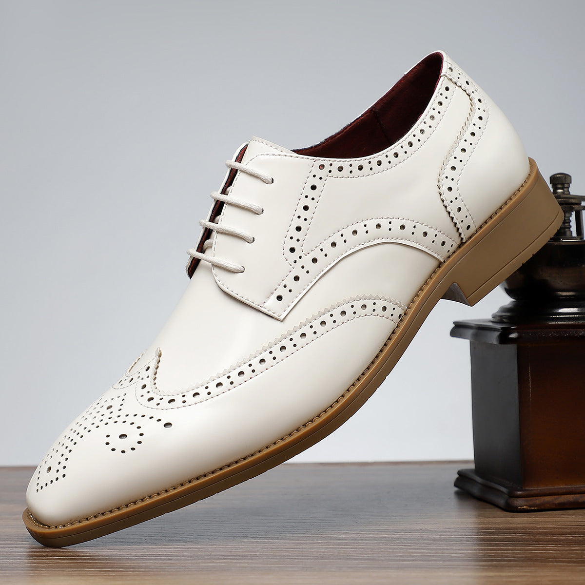 Retro British Style Practical All-match Leather Shoes White - D&A