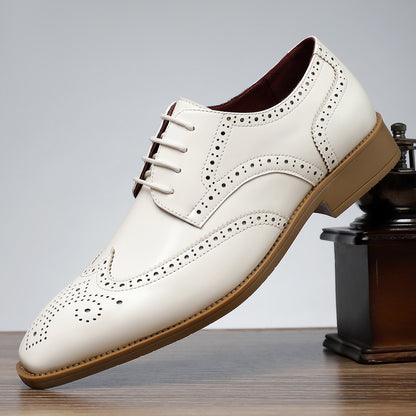 Retro British Style Practical All-match Leather Shoes White - D&A