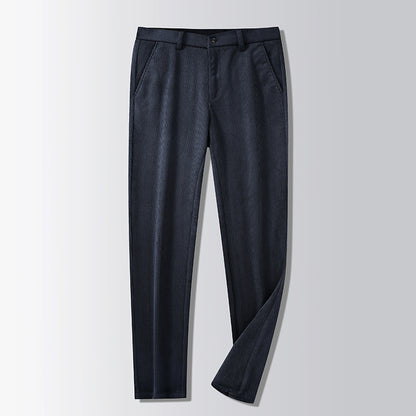 British Retro Middle-aged And Elderly Striped Pants Dark Blue - D&A