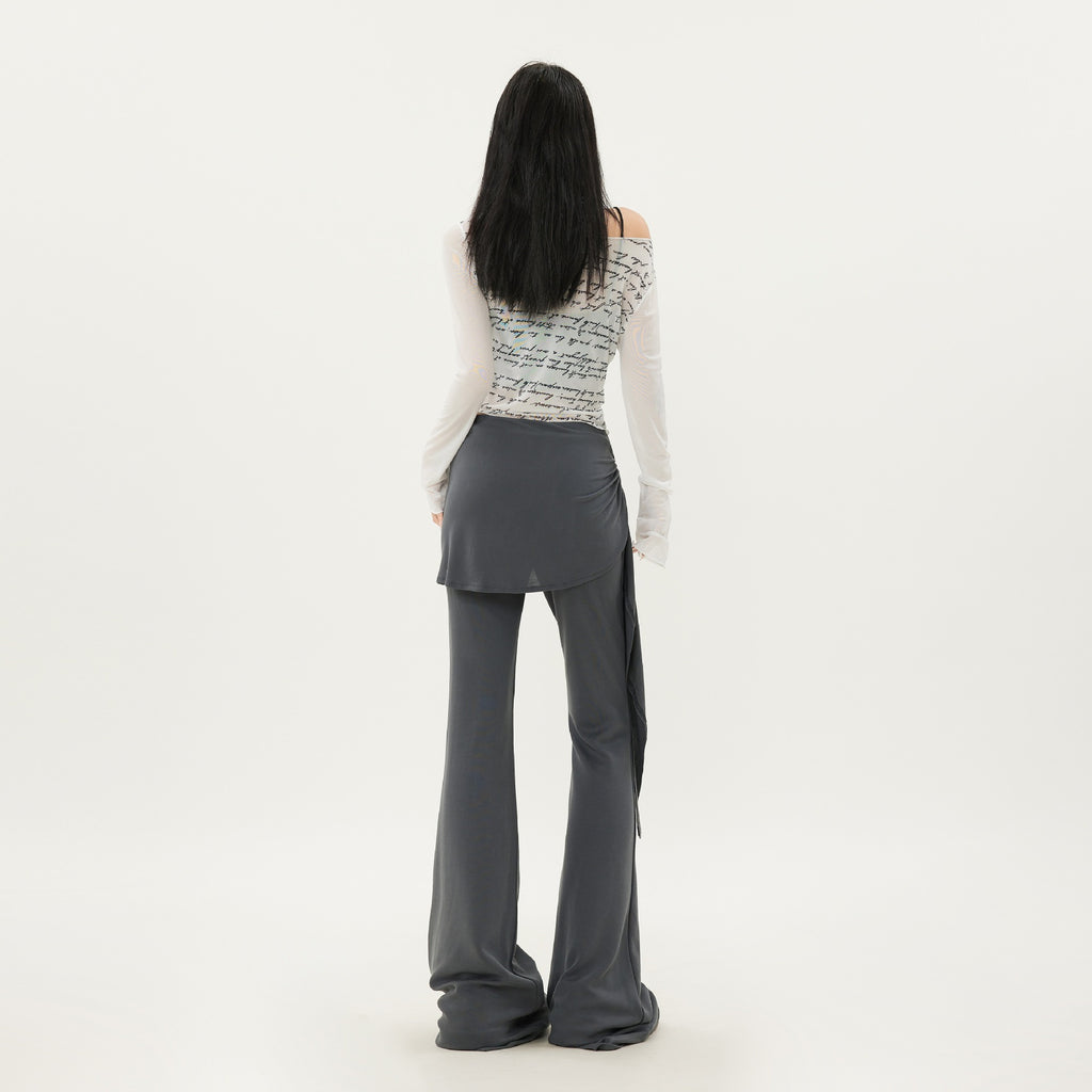 Casual Low Waist Slim Fit Bell-bottom Pants - D&A
