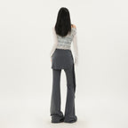 Casual Low Waist Slim Fit Bell-bottom Pants - D&A