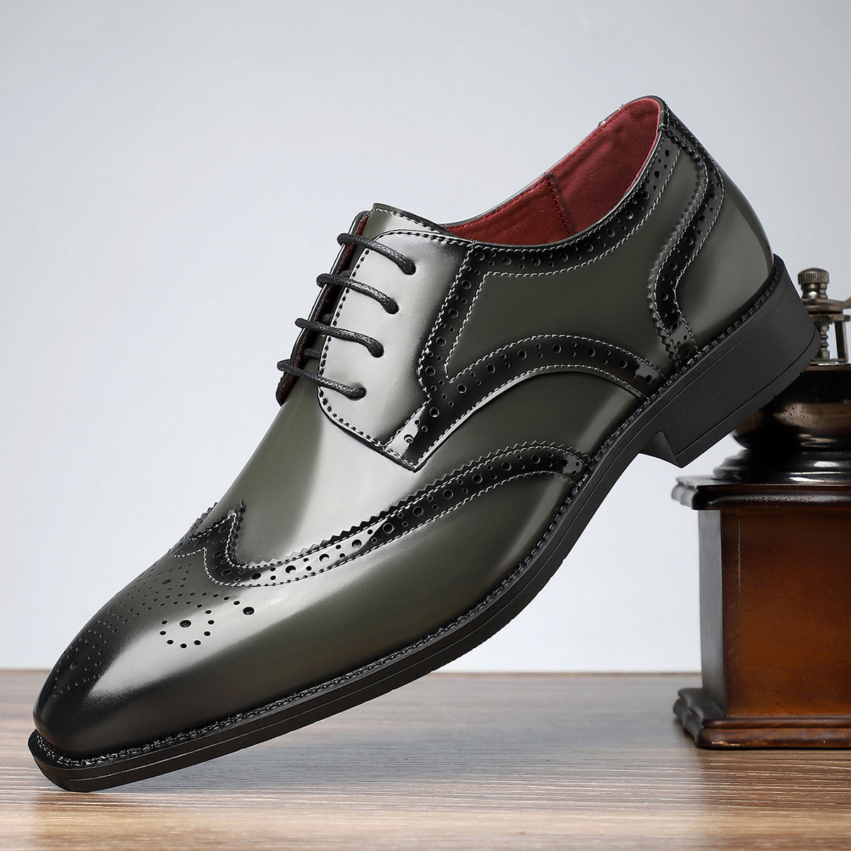 Retro British Style Practical All-match Leather Shoes Green - D&A