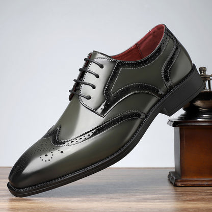 Retro British Style Practical All-match Leather Shoes Green - D&A
