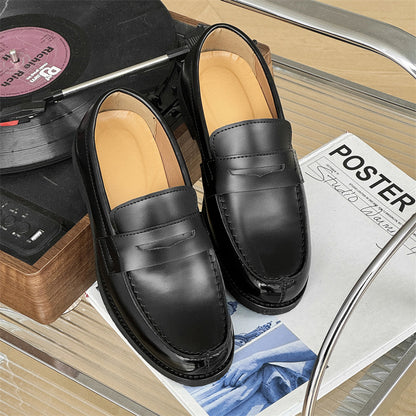 Men's Classic Slip-on Black Derby Couple Leather Shoes - D&A