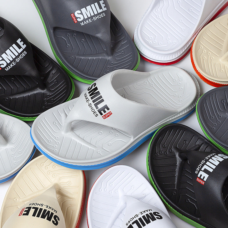 Deodorant Flip-flops Plus Size High-rise Beach Sandals Light Gray - D&A