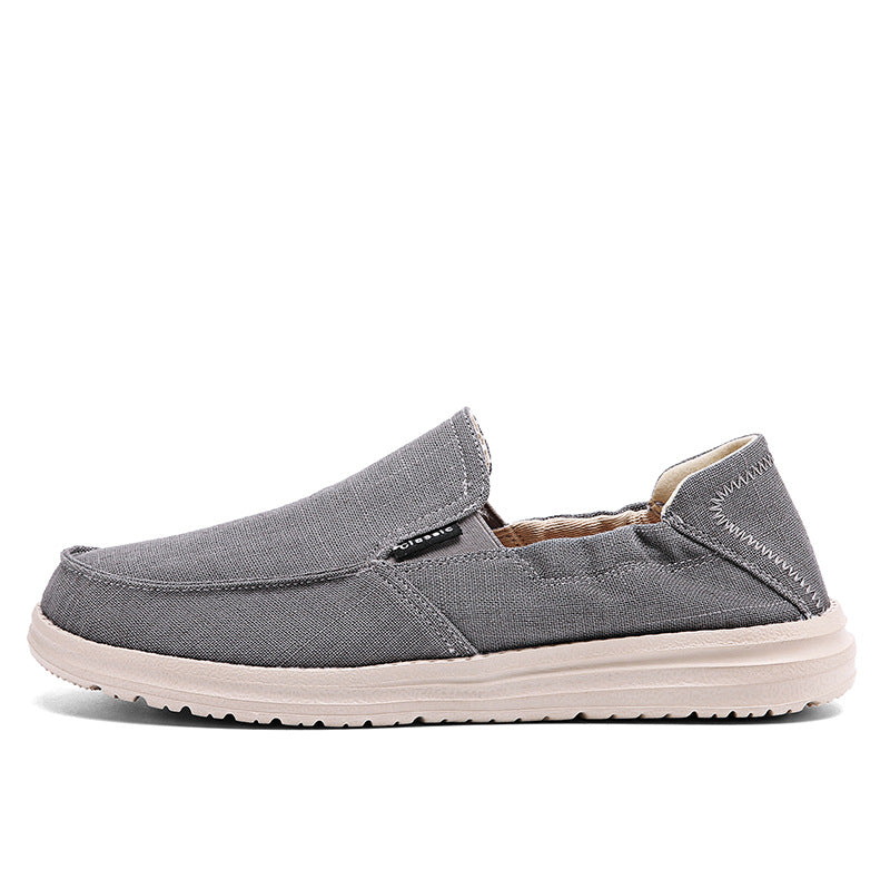 Plus Size Men's Canvas Shoes One Pedal Loafer Cloth Shoes Gray - D&A