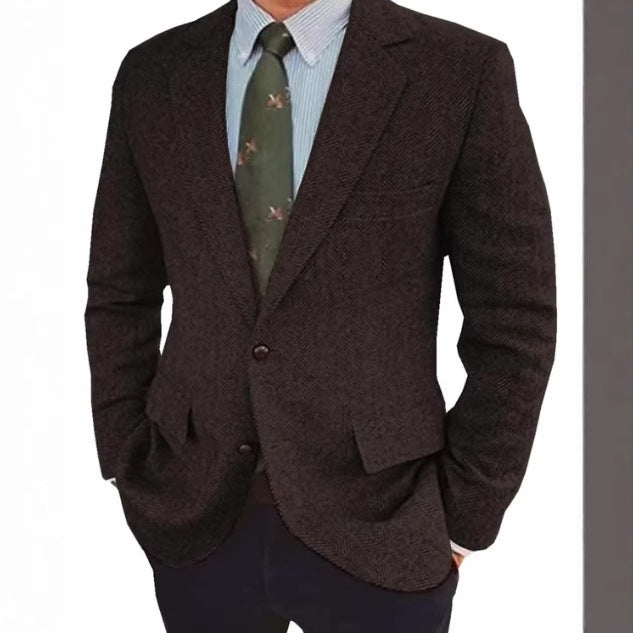 Men's Business Casual Herringbone Suit Jacket - D&A