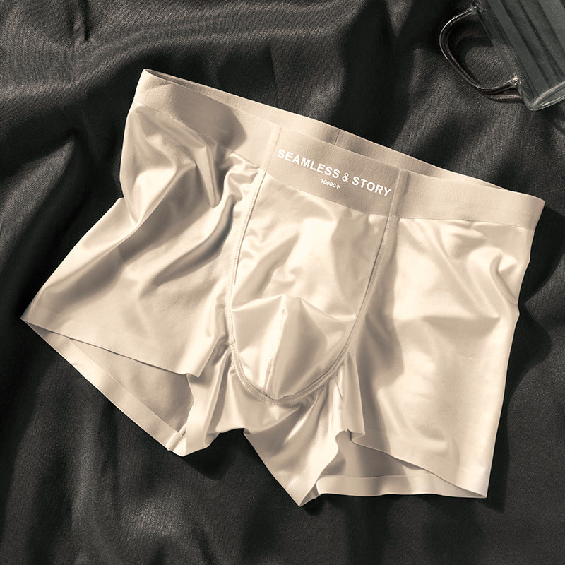 Satin Light Luxury Men's Ice Silk Underwear White - D&A