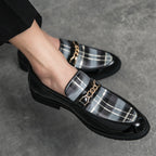 Pointed Casual Leather Shoes Men's Shoes 6613 Black - D&A