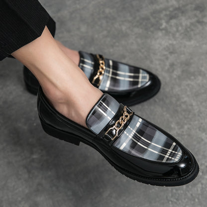 Pointed Casual Leather Shoes Men's Shoes 6613 Black - D&A