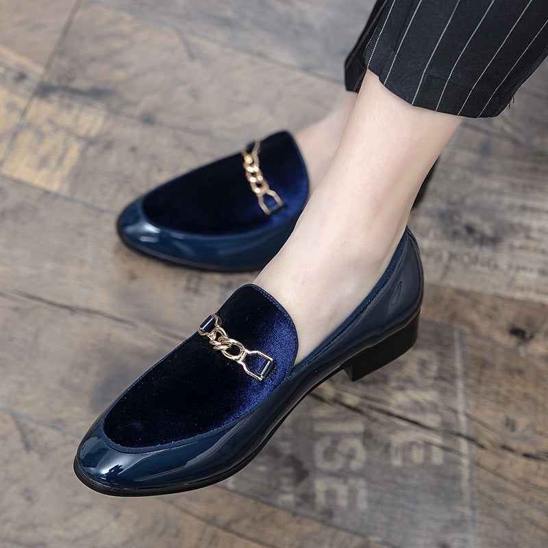 Pointed Casual Leather Shoes Men's Shoes 6955 Blue - D&A