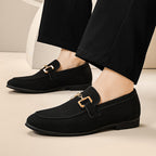 Men's Plus Size British Metal Buckle Casual Leather Shoes - D&A