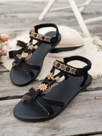 Women's Flat Plus Size Bohemian Beach Shoes Black - D&A