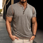 Short Sleeve Henley Shirt Men's Round Neck T-shirt - D&A