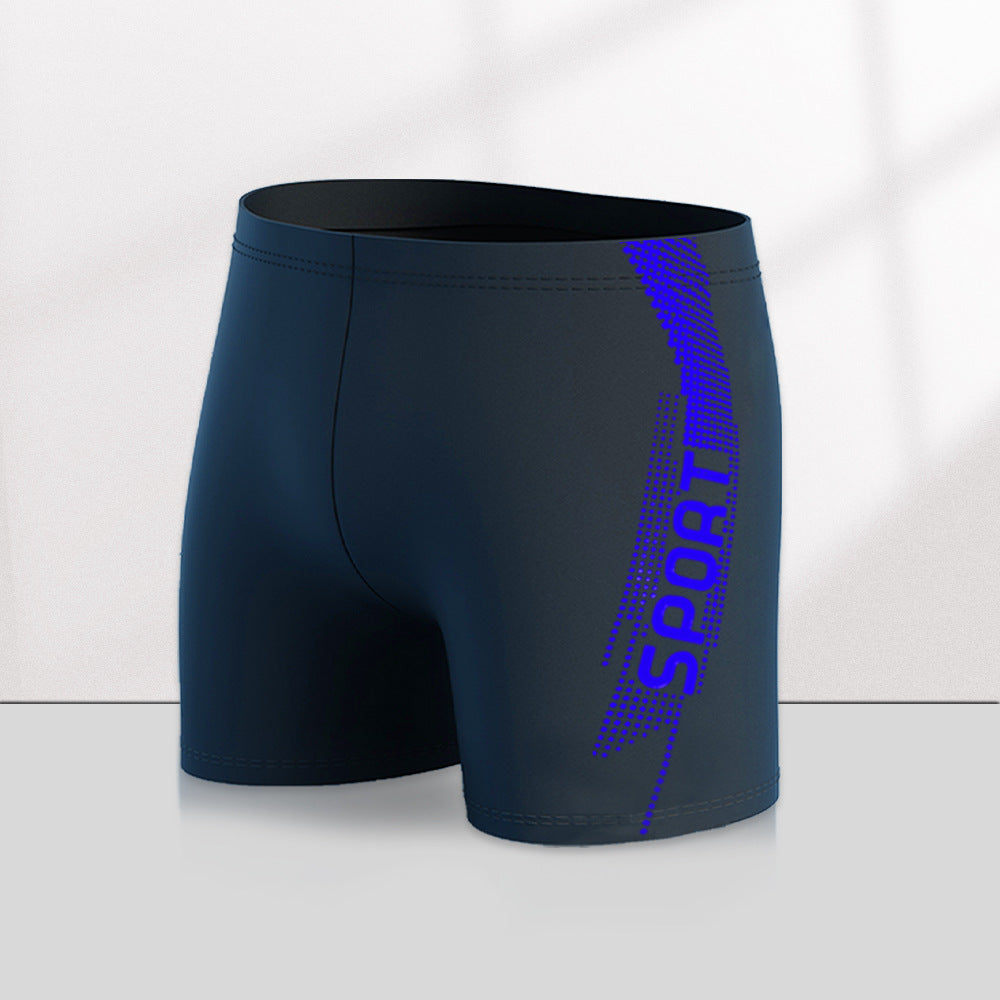 Men's Quick-drying Professional Sports Fitness High Waist Swimming Trunks Sapphire Blue - D&A