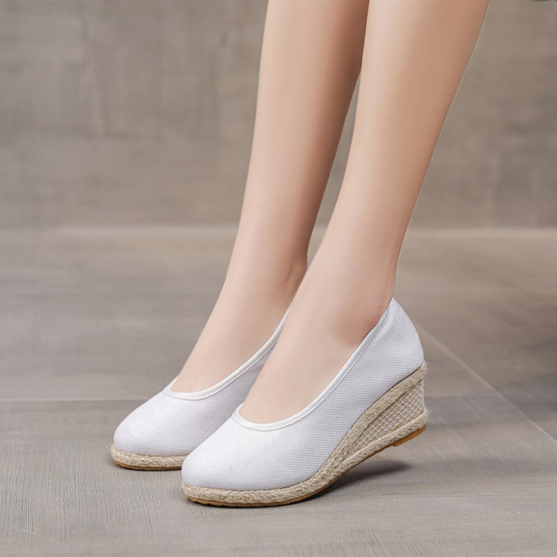High Heel Women's Shoes Work Shoes Pointed Straw Pumps - D&A