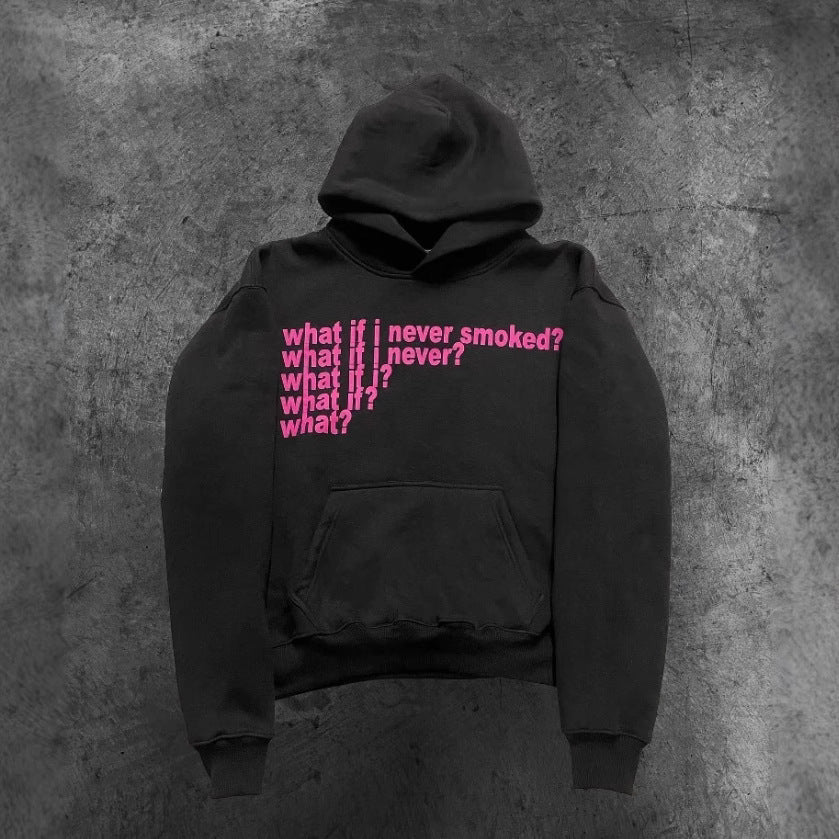 Letter Print High Street Heavy Hooded Sweater - D&A