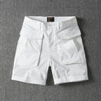 Men's Summer American-style Multi-pocket Stretch Cargo Shorts White 8816 - D&A