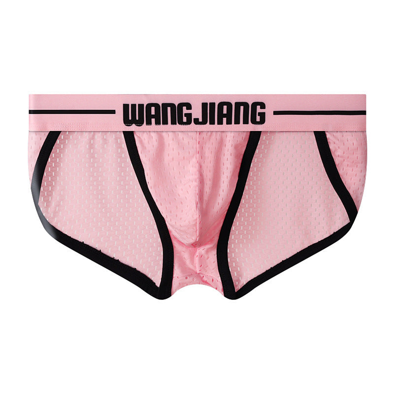 Mesh Breathable Ice Silk Men's Triangle Underwear Pink - D&A