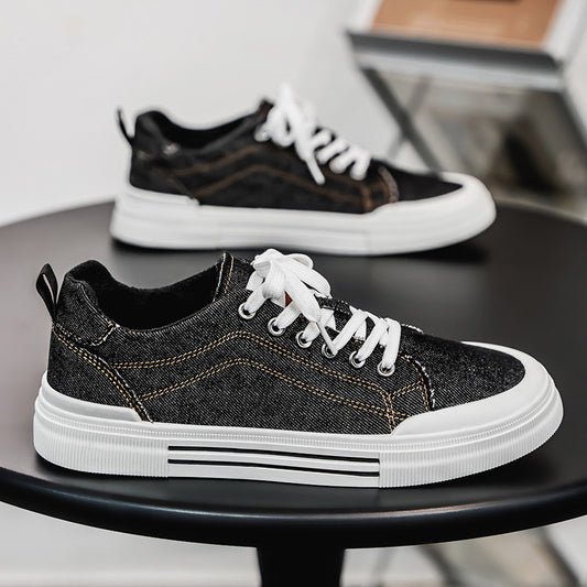 Men's Korean-style Fashion Plus Size Low-top Casual Denim All-matching Sneakers - D&A