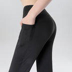 Ladies Mid Waist Abdominal-shaping Slimming Cropped Pants Casual Pocket Bootcut Trousers - D&A