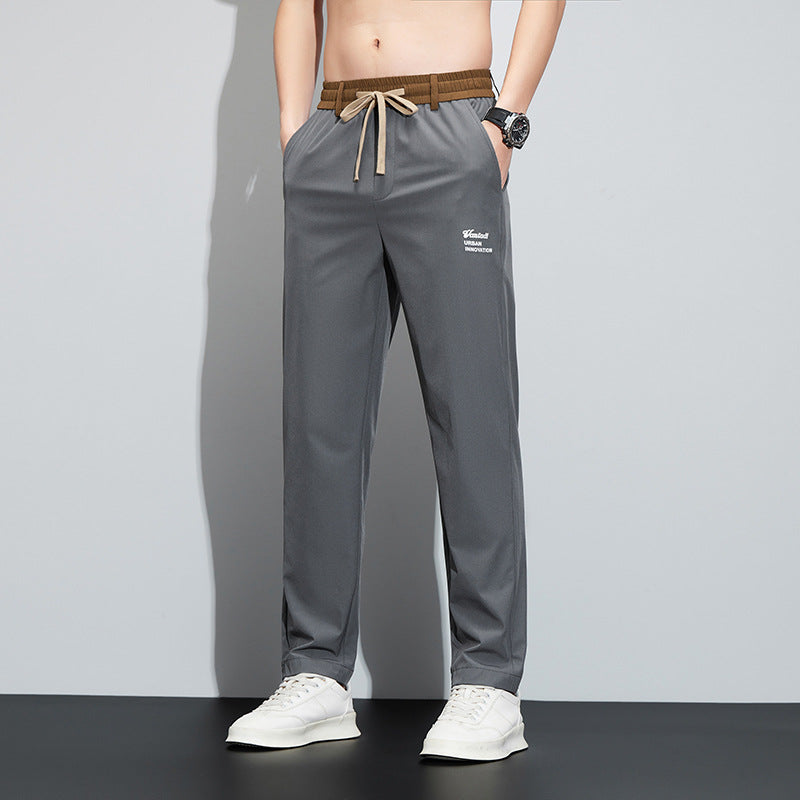 Ice Silk Quick-drying Loose Straight Sports Casual Pants Gray - D&A
