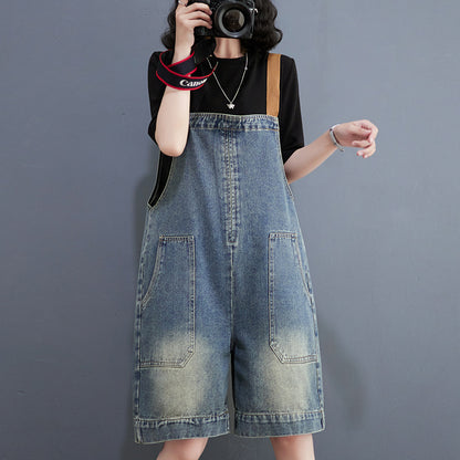 Art Loose-fitting Versatile Plus Size Shoulder Strap Jeans - D&A