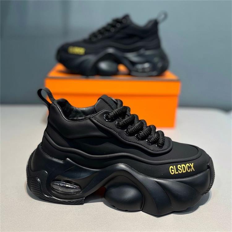 Leather Surface Trend Sports Leisure Platform Men's Shoes Black - D&A