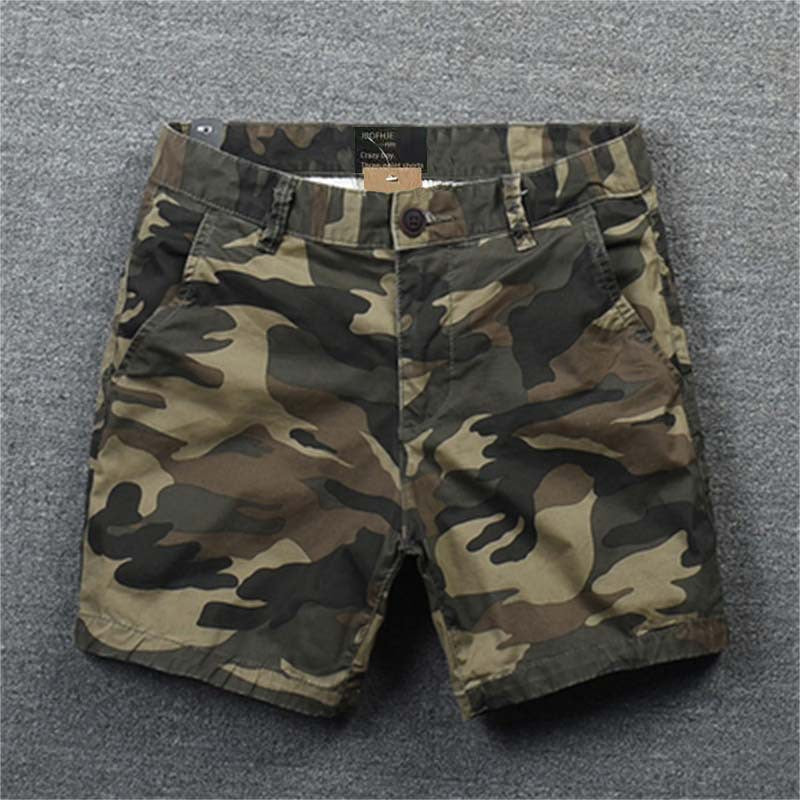 Men's Trendy Cotton Loose Shorts All-matching Outer Wear Camouflage Yellow - D&A