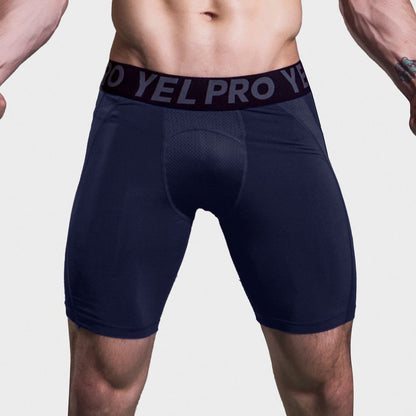 Sports Running Stretch Quick-drying Mesh Breathable Tight Shorts Navy Blue - D&A