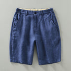 Linen Shorts Men's Loose Plus Size Blue - D&A
