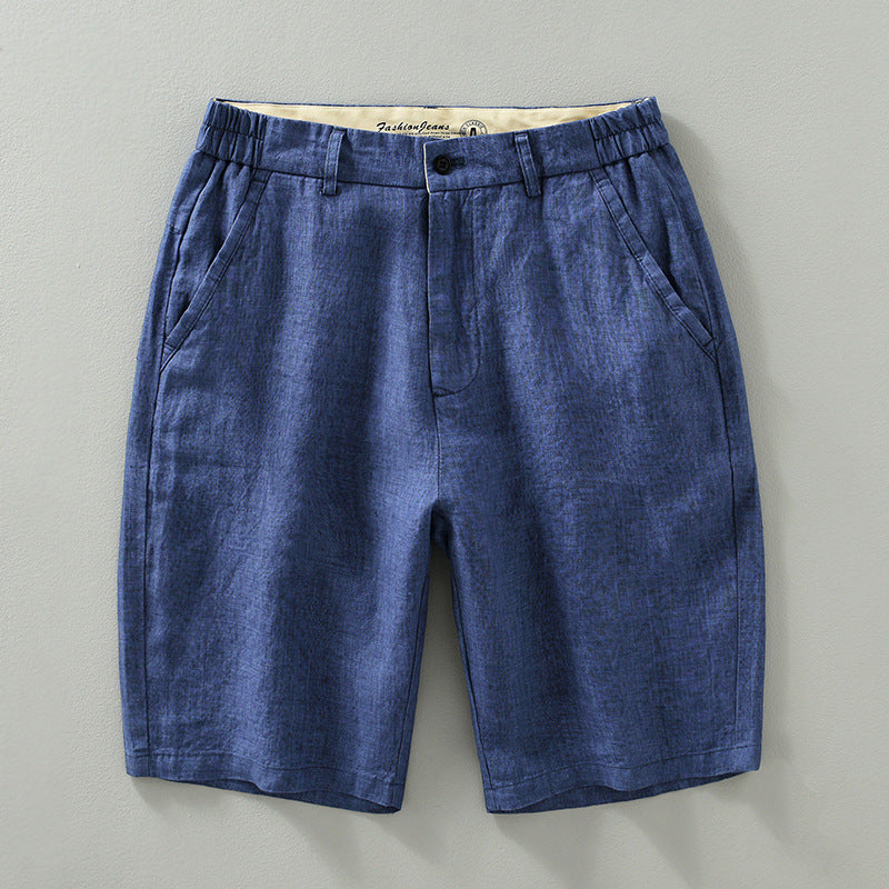 Linen Shorts Men's Loose Plus Size Blue - D&A